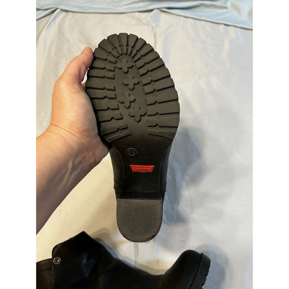 Levis Womens Black Ankle Boots Block Heel Lug Sole‎ Back Zip 52797801A 8.5 - Picture 8 of 15